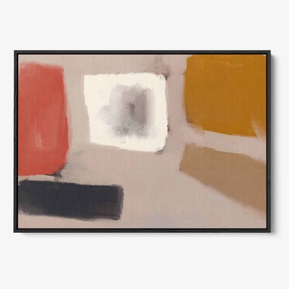 Abstract Neutral Blush Framed Canvas 70 x 100 cm Black