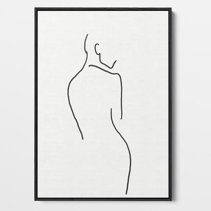Figure Line Framed Canvas 50 x 70 cm White