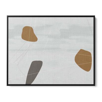 Neutral On Brown Abstract Framed Canvas 90 x 120 cm Black