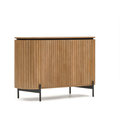 Licia sideboard with 2 doors made from solid mango wood and painted black metal 120 x 80cm