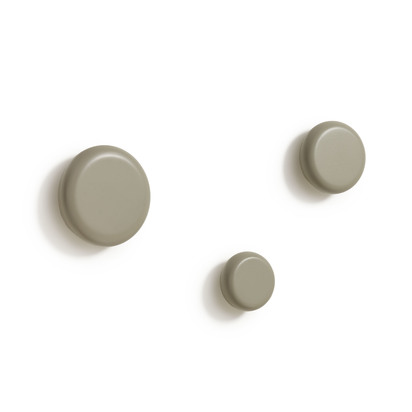 Nadue set of 3 solid beech wood wall hooks with a grey finish