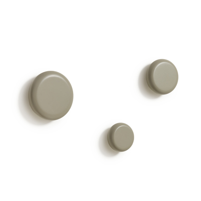 Nadue set of 3 solid beech wood wall hooks with a grey finish