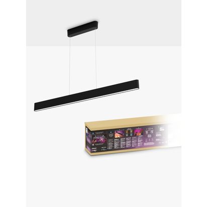 Philips Hue Ensis Smart LED Pendant Ceiling Light with Bluetooth, Black Black | W129.8 x D9cm