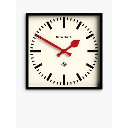 Newgate Clocks No. 5 Railway Quartz Square Wall Clock, 33.5cm, Black Black | D4.6 x Dia.33.5cm