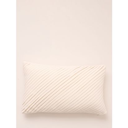 Truly Pleated Rectangular Cushion, Cream