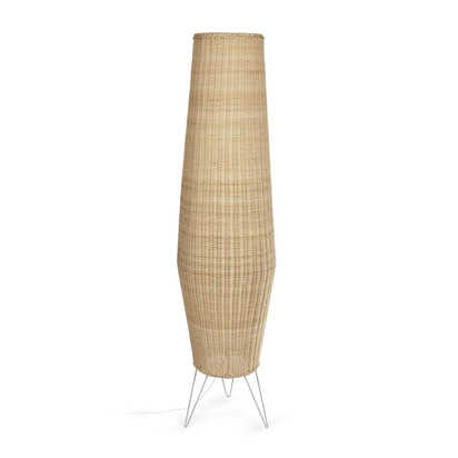 Large Kamaria floor lamp in rattan with natural finish UK adapter