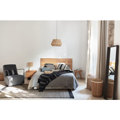 Erna table lamp in white ceramic and bamboo with natural finish adapter UK