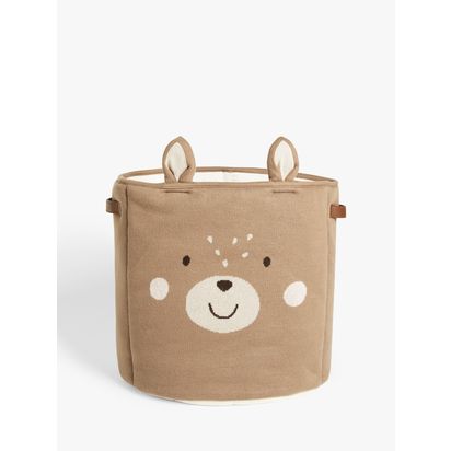 John Lewis Bear Knitted Storage Basket, Set of 2, Brown Brown Mid | H40 x W40 xD40cm