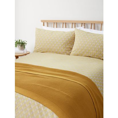 John Lewis Rye Plain Knit Throw Mustard | L200 x W150cm