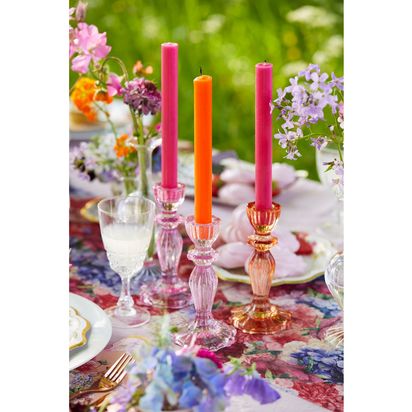 Talking Tables Boho Glass Candle Holder Pink | H15.5 x W8 x D8cm