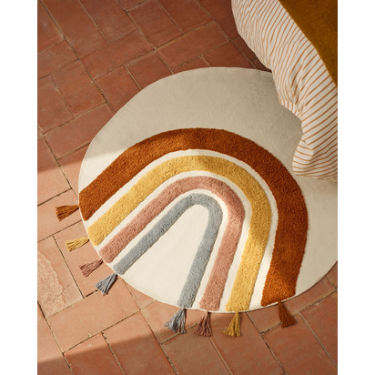 Tadea round rug, 100% cotton with a multicolour rainbow, 100 cm