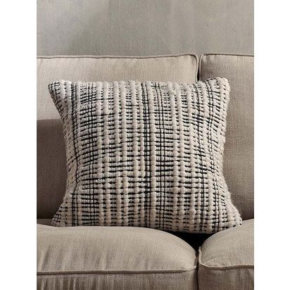 nkuku Mika Recycled Square Cushion Cover, Natural / Black Natural / Black | 50 x 50cm