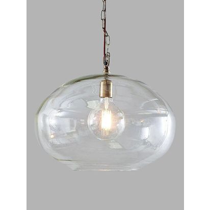 nkuku Otoro Round Glass Pendant Light, Large Clear | L32 x Dia.45cm