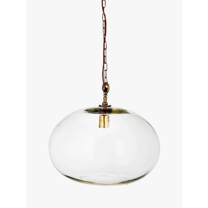 nkuku Otoro Round Glass Pendant Light, Large Clear | L32 x Dia.45cm