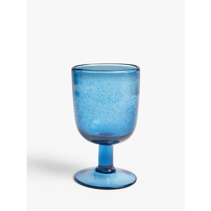 John Lewis Bubble Wine Glass, 272ml Blue | H13 x Dia.7.8cm