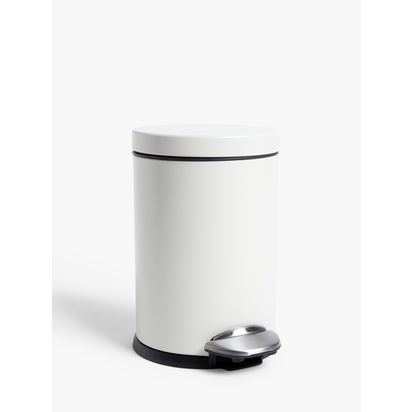 John Lewis Soft Close Bathroom Pedal Bin, 3L Stone | 26 x 17.5 x 23.5cm