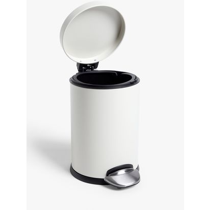 John Lewis Soft Close Bathroom Pedal Bin, 3L Stone | 26 x 17.5 x 23.5cm
