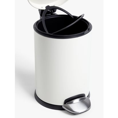 John Lewis Soft Close Bathroom Pedal Bin, 3L Stone | 26 x 17.5 x 23.5cm