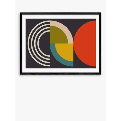 EAST END PRINTS Ana Rut Bre 'Geometric on Black I' Framed Print Black Frame | 43.4 x 53.4cm