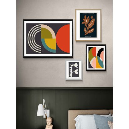 EAST END PRINTS Ana Rut Bre 'Geometric on Black I' Framed Print Black Frame | 43.4 x 53.4cm
