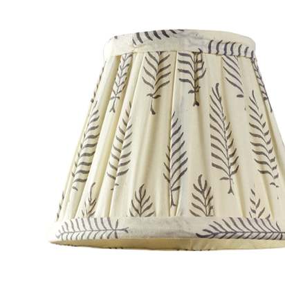 18cm Straight Empire Pendant shade in Grey Ferns Block Printed Cotton
