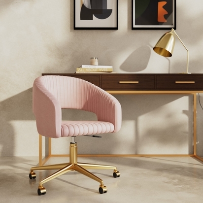 Lottie Office Chair, Light Pink Velvet