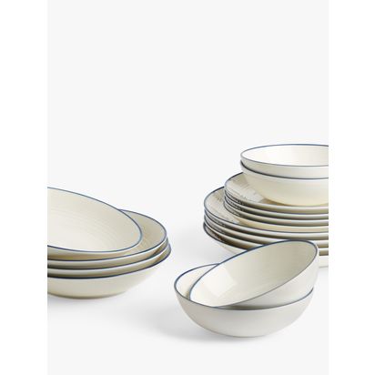 Royal Doulton Gordon Ramsay Maze Denim Line Dinnerware Set, 16 Piece, Blue/White Blue/White