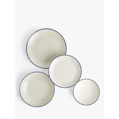 Royal Doulton Gordon Ramsay Maze Denim Line Dinnerware Set, 16 Piece, Blue/White Blue/White