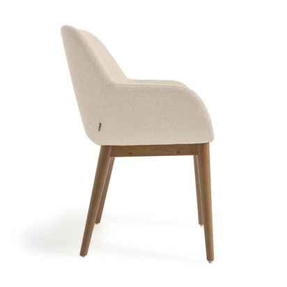 Konna chair in beige with solid ash wood legs in a dark finish FR