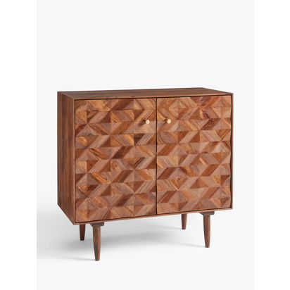 John Lewis + Swoon Franklin Acacia Wood Storage Cabinet, Natural Natural | H85 x W85 x D40cm