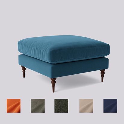 Swoon | Milward | Ottoman | Blue | Easy Velvet | W: 80 cm D: 80 cm H: 50 cm