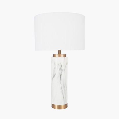 Carrara Marble Effect Ceramic Tall Table Lamp