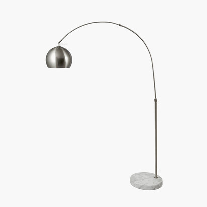 FelicianiÂ Brushed Silver Metal and White Marble Floor Lamp