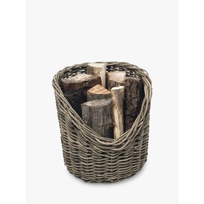 Ivyline Natural Wicker Log Basket, 42cm Natural Wicker | H40 x W42 x D42cm