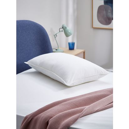 John Lewis Synthetic Soft Touch Washable Standard Pillow, Firm (5) White | H19 x W40 x D76cm