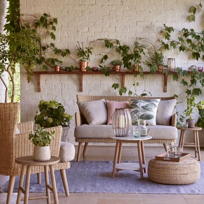 John Lewis Jute Pouffe, Natural Natural | H20 x W60cm