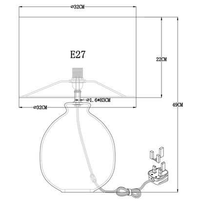 John Lewis Martha Ceramic Table Lamp Sulphur | H50 x W32 x D32cm
