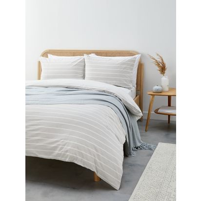 John Lewis Pyjama Stripe Duvet Cover Set Natural | Double Set