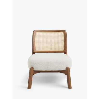 John Lewis Dime Accent Chair, Walnut Frame, Cream Boucle Cream Boucle | H77 x W66.5 x D75.8cm