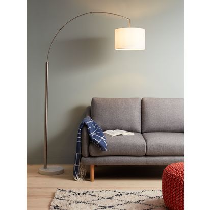 John Lewis Angus Arched Floor Lamp Brushed Steel | H200 x W33 x D109cm