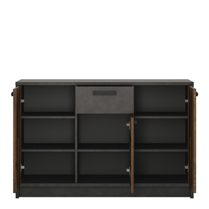 Kendal 2 Cabinet with 3 Doors and 1 Drawer in Walnut and Dark Matera Grey