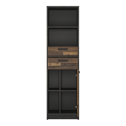 Kendal 2 Bookcase in Walnut and Dark Matera Grey