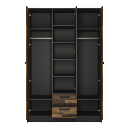 Kendal 2 3 Door Wardrobe with 2 Drawers in Walnut and Dark Matera Grey