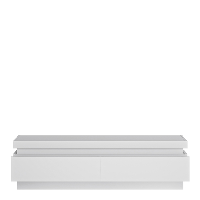 Parker 2 Drawer TV Cabinet (including LED lighting) in White and High Gloss