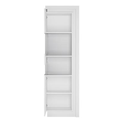 Parker Tall Narrow Display Cabinet (LHD) (including LED lighting) in White and High Gloss