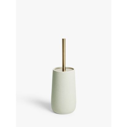 John Lewis Drift Toilet Brush Stone/Brass | H37 x Dia.12cm