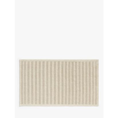 John Lewis Linen Blend Stripe Bath Mat, Natural Natural | L50 x W80cm