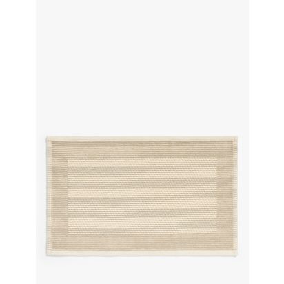 John Lewis Linen Blend Border Bath Mat, Natural Natural | L50 x W80cm