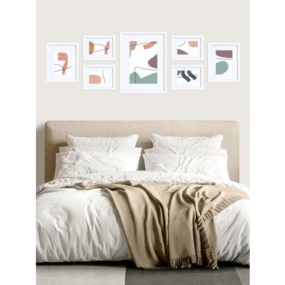 John Lewis Gallery Set Multi-aperture Wood Photo Frames & Mounts, 7 Photo White | H1.50 x W32.60 x D42.85cm