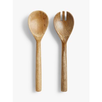 John Lewis Salad Servers, FSC-Certified (Mango Wood), Natural Natural | H3 x W7 x D28cm
